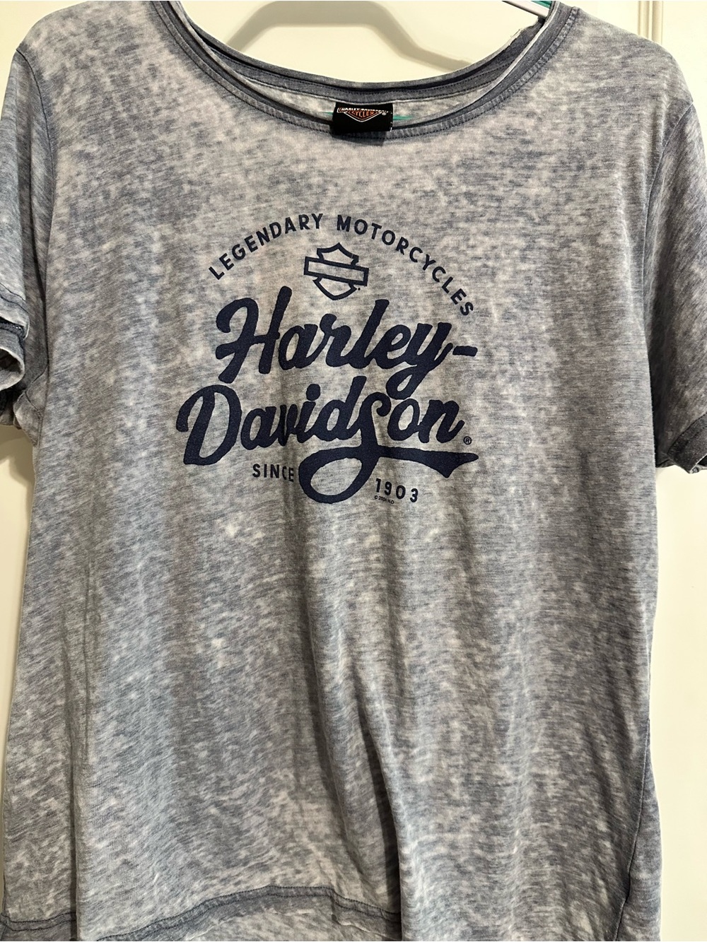 Harley-Davidson Gray Short Sleeve Logo Tee with Navy Print